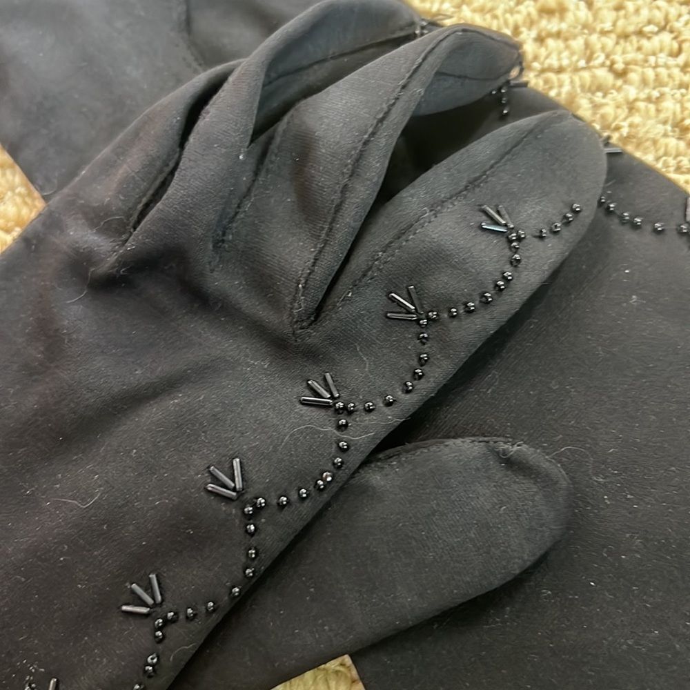 12” Vintage Gloves, Beaded, cotton/poly, unlined. - Picture 3 of 3